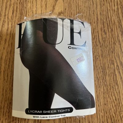 Vtg HUE Ivory Sheer Toe Tights Lace Control Top Sz B ?  (5’-5’10”, 100-150lbs)